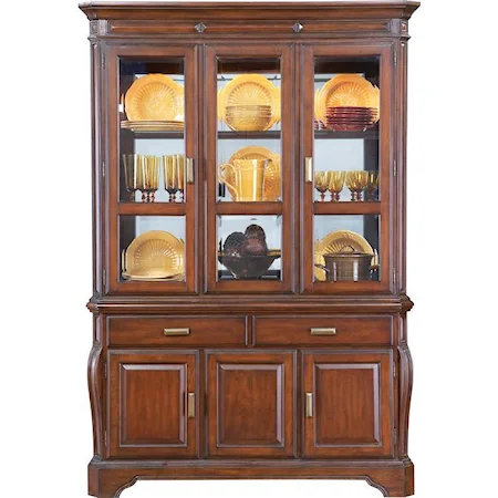 Traditional Cherry Storage Buffet & 3-Shelf Display Hutch